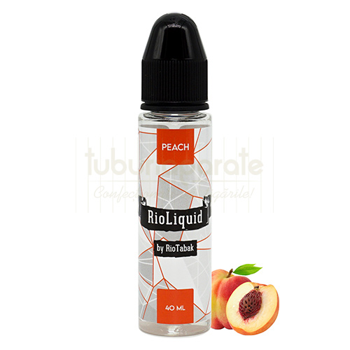 Sticla cu 40 ml de lichid pentru vapat fara nicotina cu aroma de piersica RioLiquid Peach